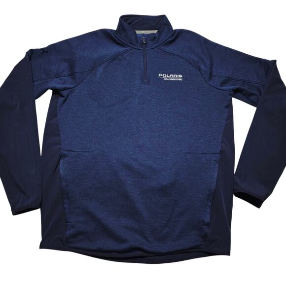 Polaris Logo Men's Tech Quarter-Zip Bundle Grey/Blue Under Armour Size Medium - Picture 3 of 11